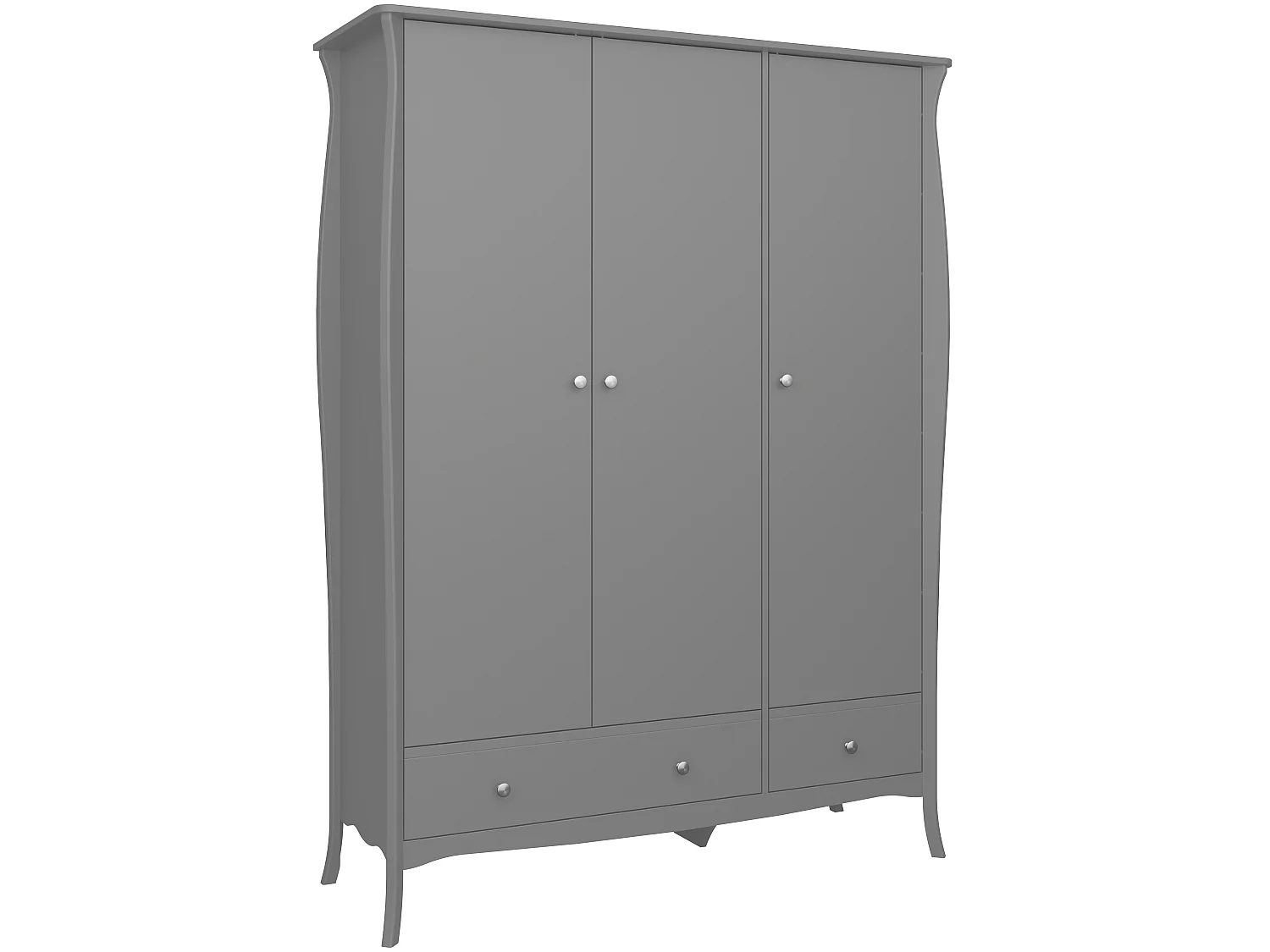 Baroque Armoire 3 portes et 2 tiroirs, gris.