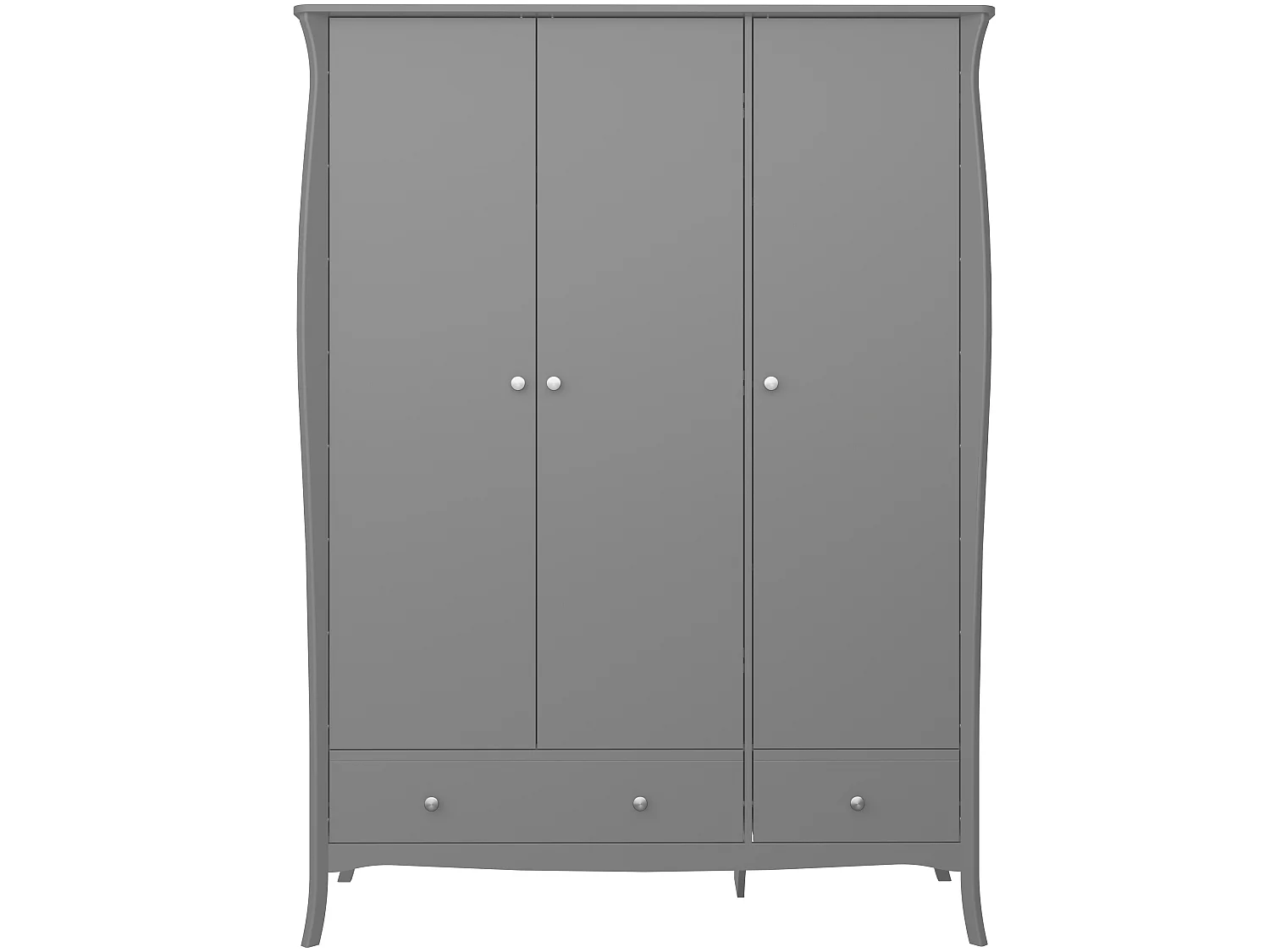 Baroque Armoire 3 portes et 2 tiroirs, gris.
