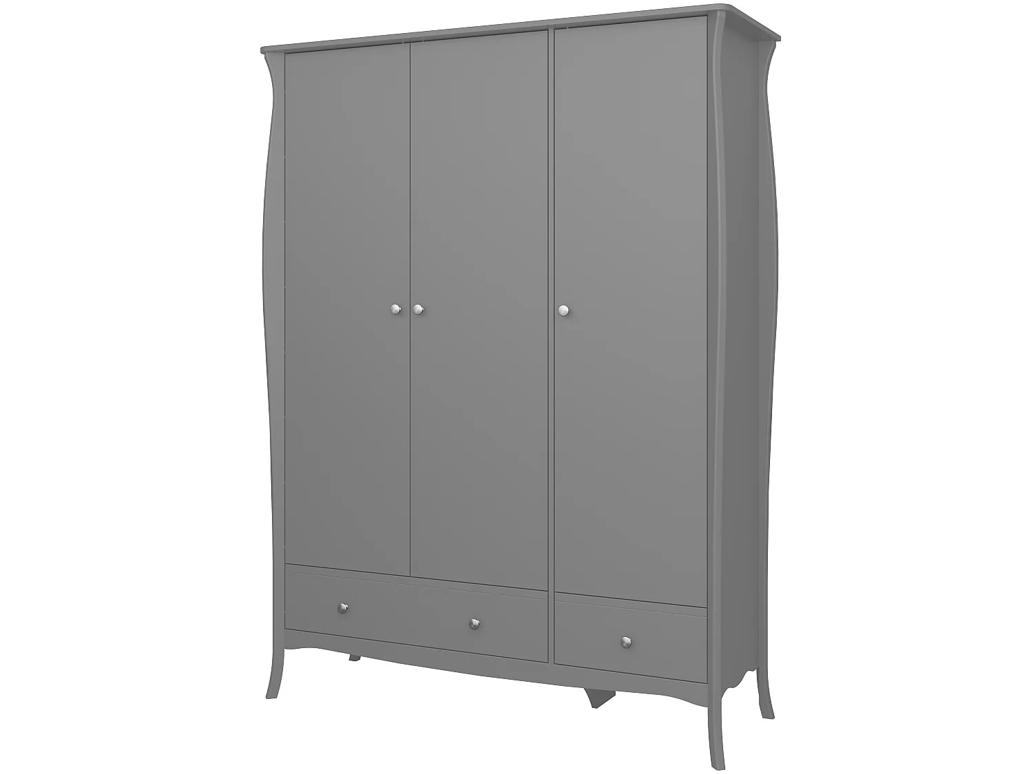 Baroque Armoire 3 portes et 2 tiroirs, gris.