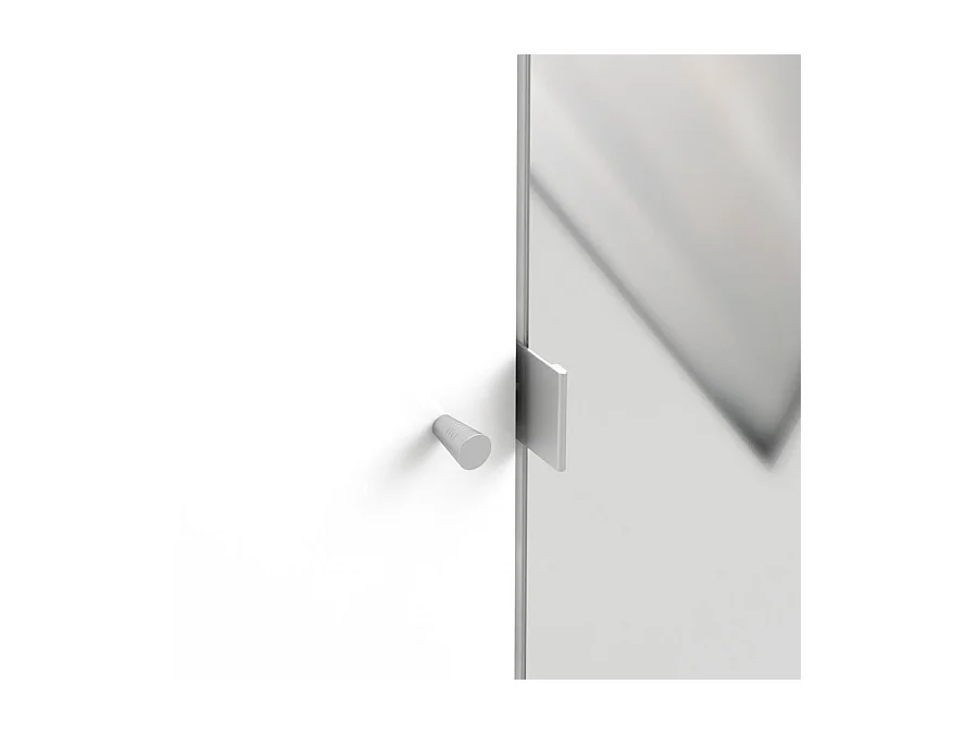 Saskia Armoire 2 portes, 2 portes miroirs, finition chêne structuré, blanc brillant.