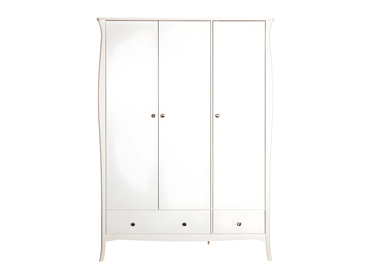 Baroque Armoire 3 portes avec 2 tiroirs largeur 143 cm, hauteur 192 cm, blanc.