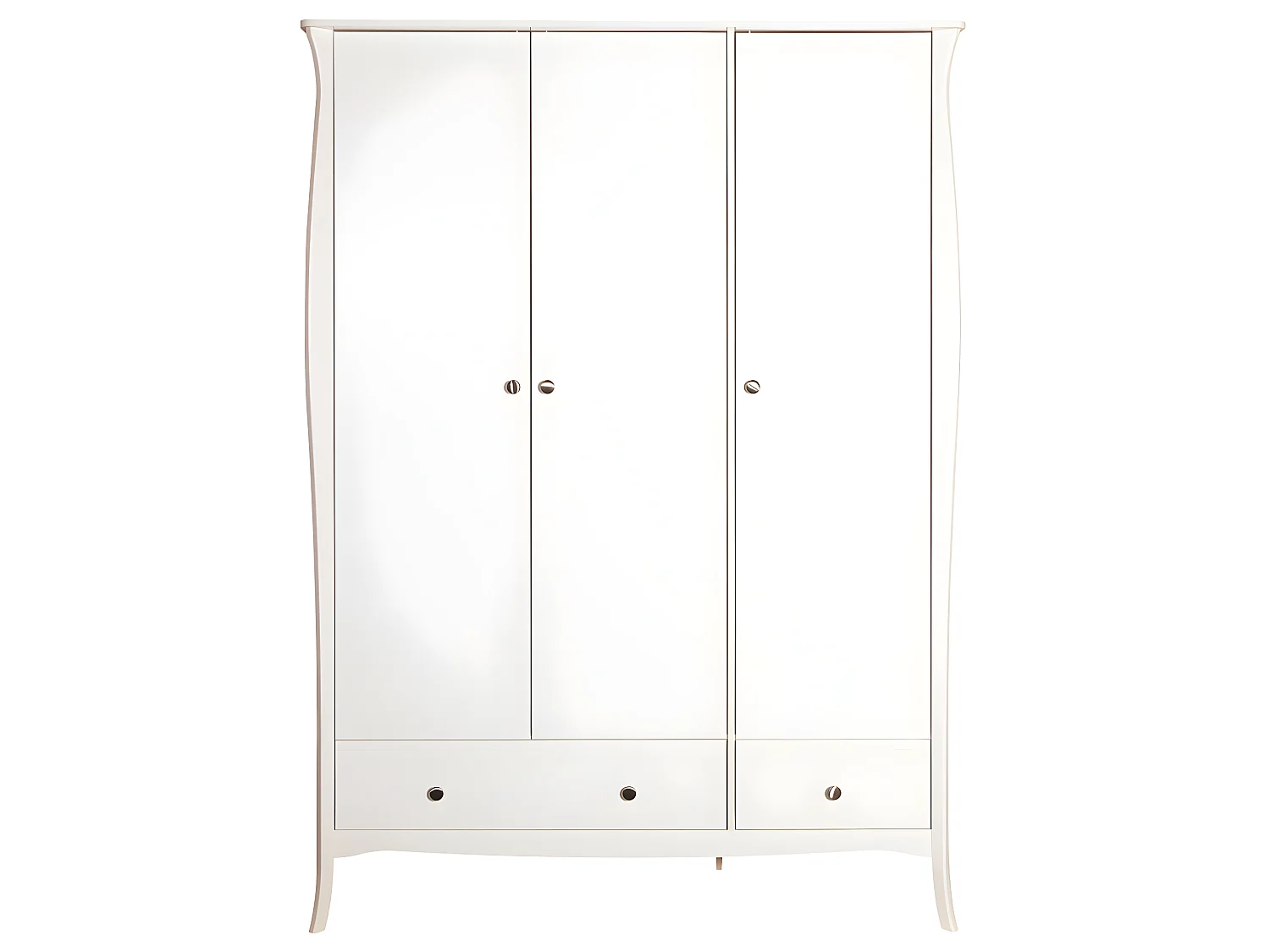 Baroque Armoire 3 portes avec 2 tiroirs largeur 143 cm, hauteur 192 cm, blanc.