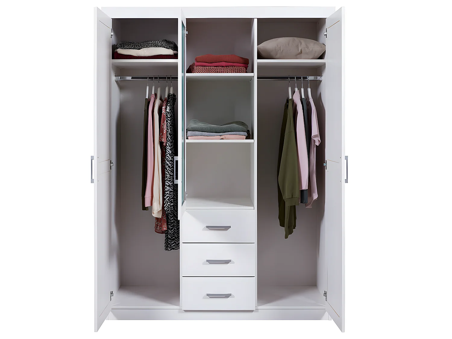Gerpa Armoire 2 portes, 1 porte miroir, 3 tiroirs blanc.