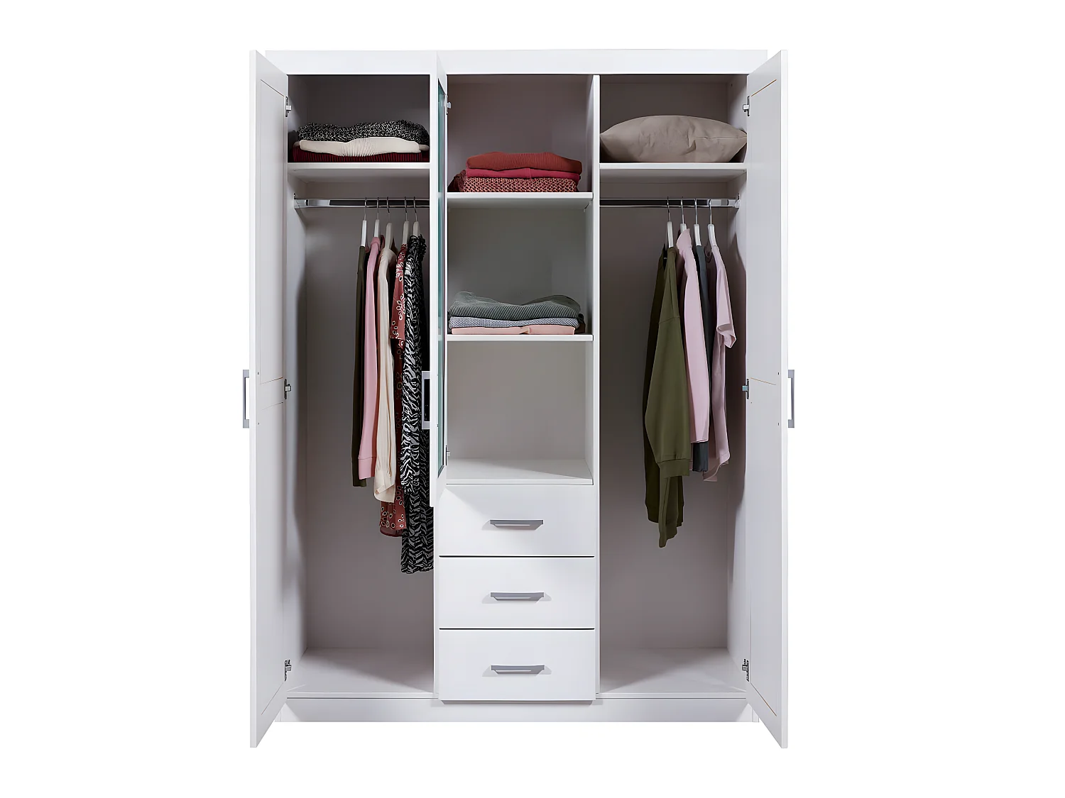 Gerpa Armoire 2 portes, 1 porte miroir, 3 tiroirs blanc.