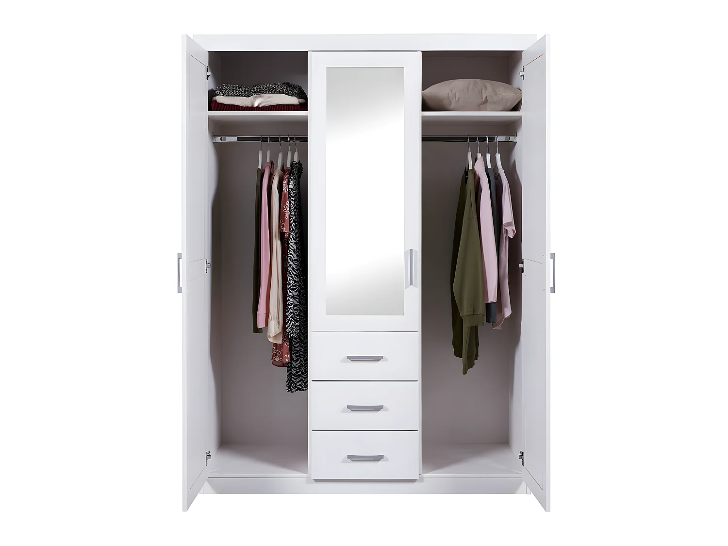 Gerpa Armoire 2 portes, 1 porte miroir, 3 tiroirs blanc.