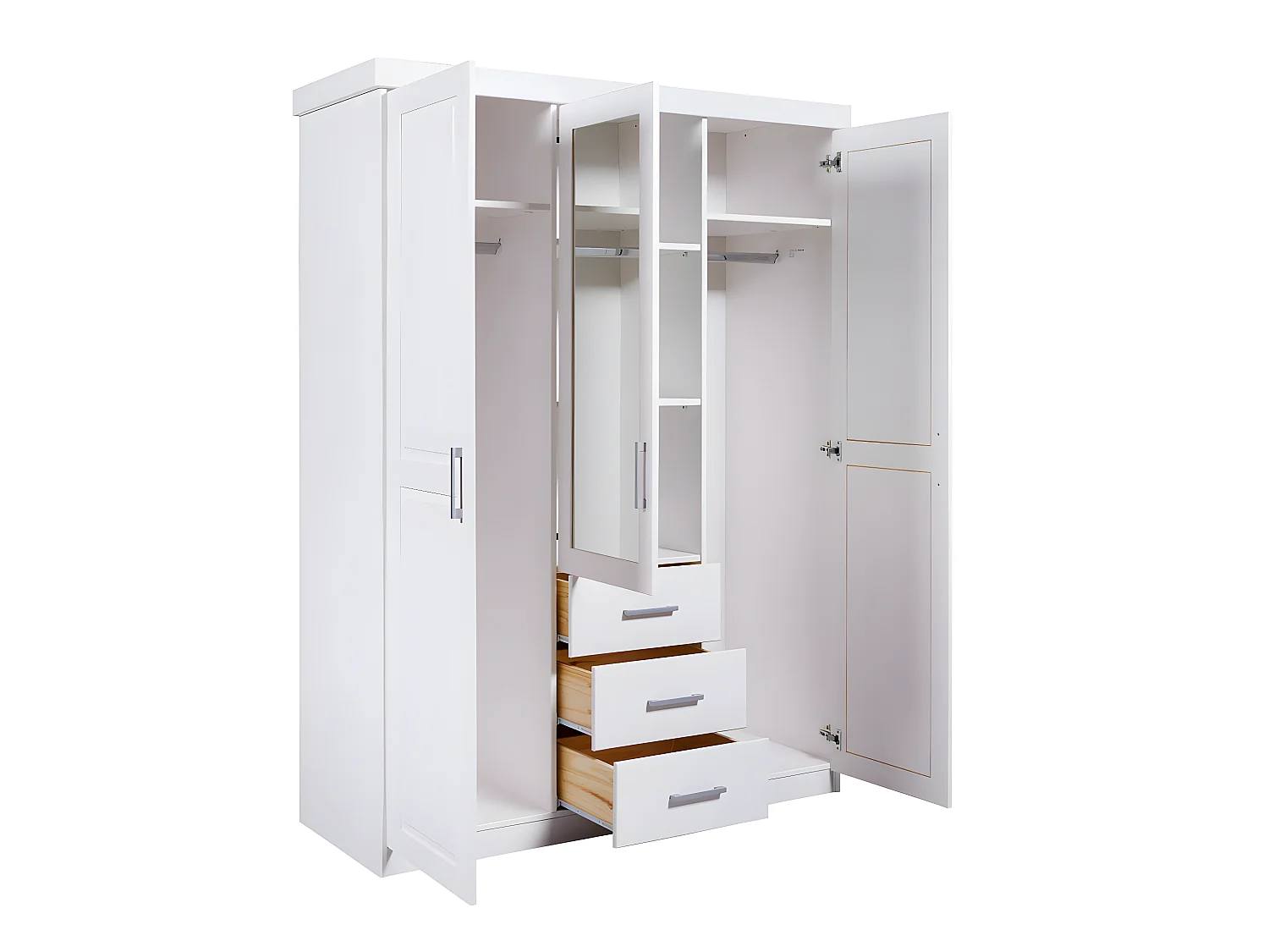 Gerpa Armoire 2 portes, 1 porte miroir, 3 tiroirs blanc.