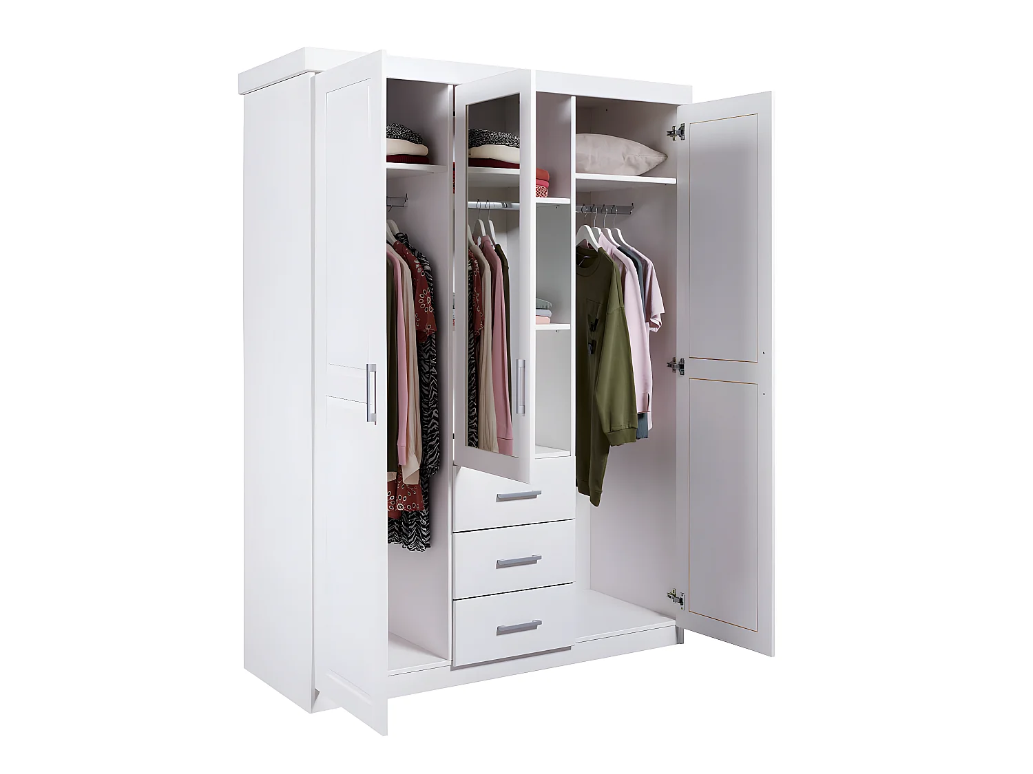 Gerpa Armoire 2 portes, 1 porte miroir, 3 tiroirs blanc.