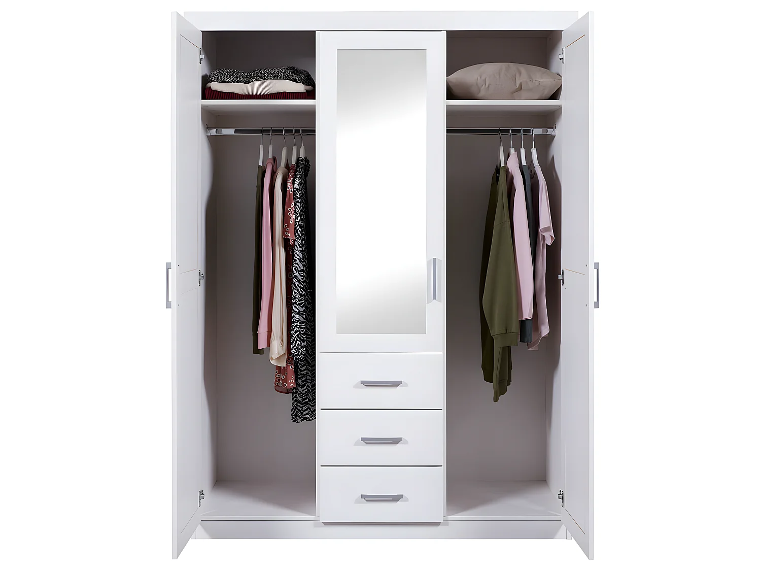 Gerpa Kleiderschrank 2 Türen, 1 Spiegeltür, 3 Schubladen weiss.