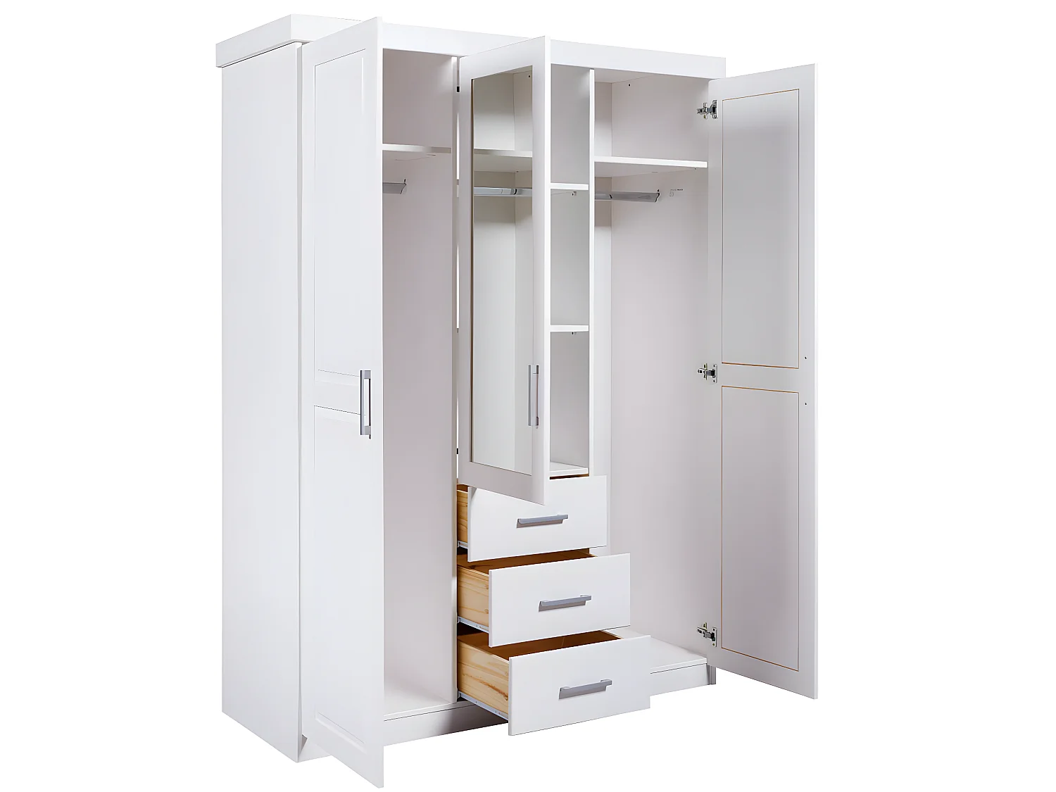 Gerpa Kleiderschrank 2 Türen, 1 Spiegeltür, 3 Schubladen weiss.