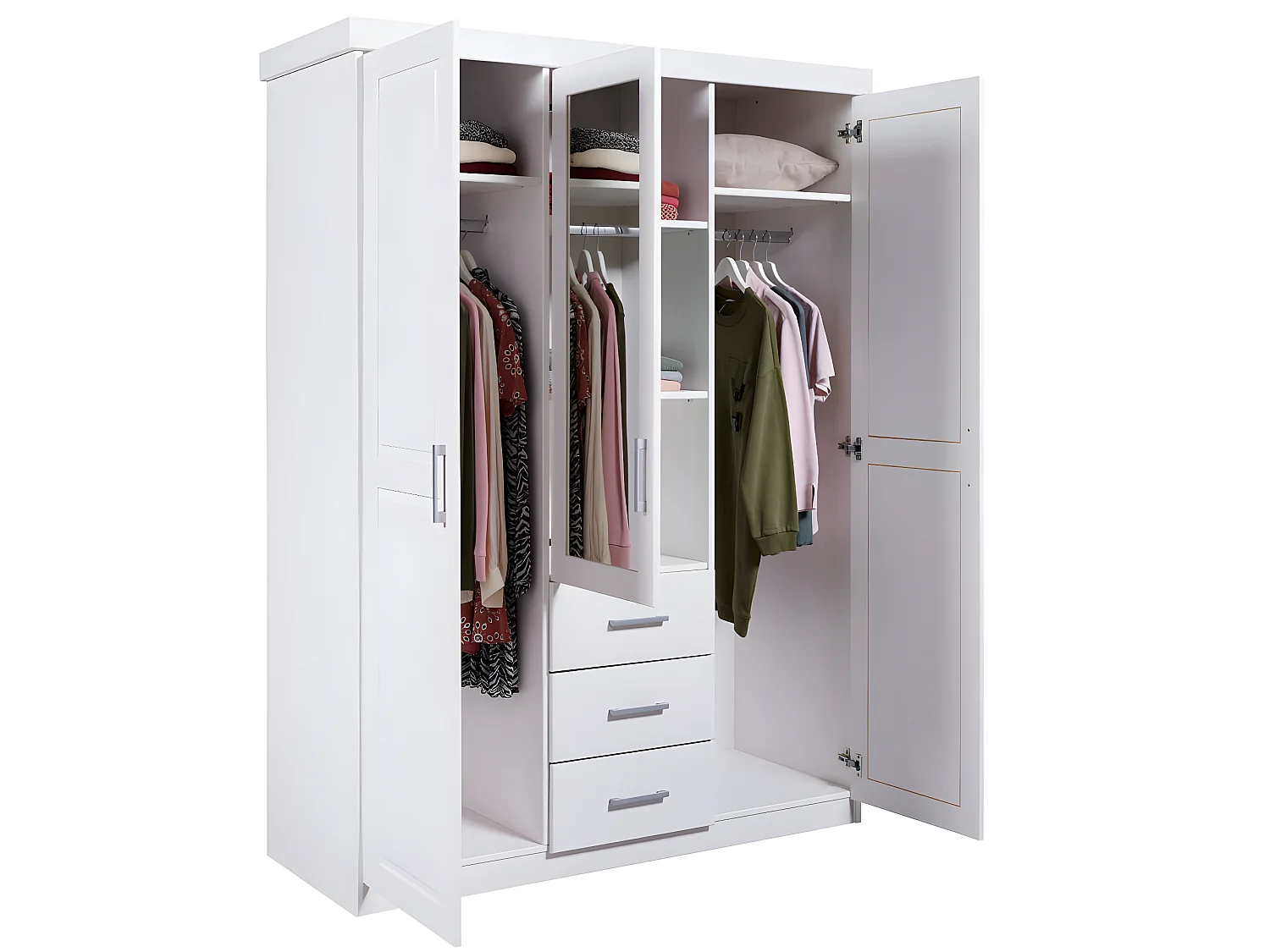 Gerpa Kleiderschrank 2 Türen, 1 Spiegeltür, 3 Schubladen weiss.