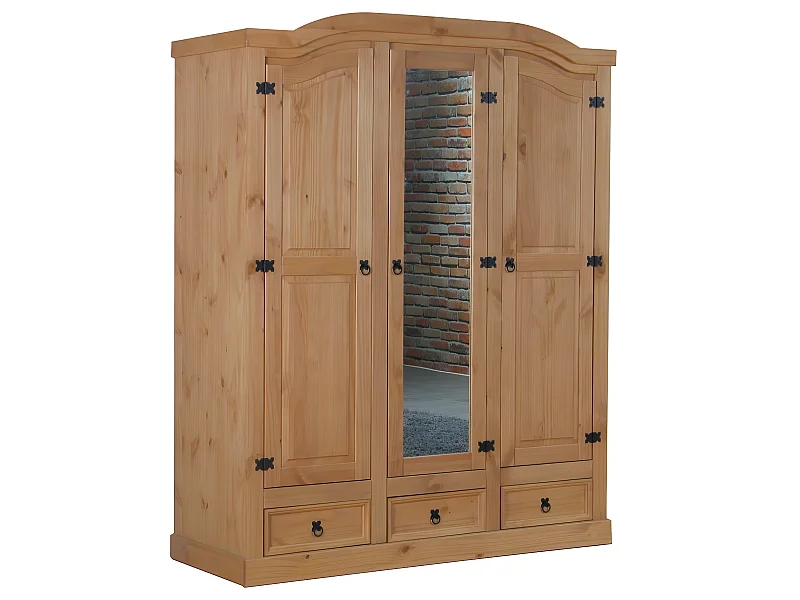 New Mexico 3-deurs kledingkast met spiegel.