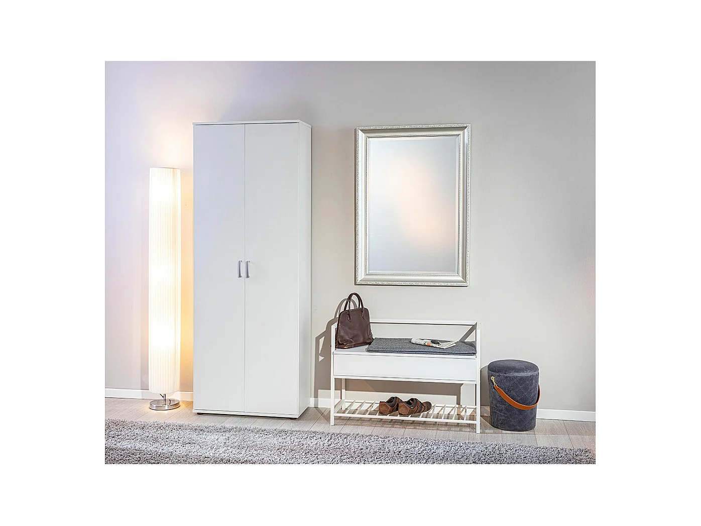 Arta Kleiderschrank 5 Ablagen, weiss.