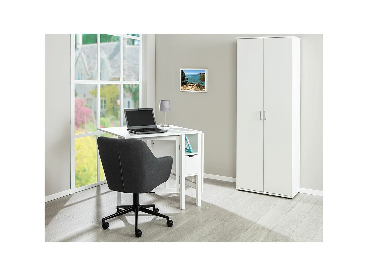 Arta Kleiderschrank 5 Ablagen, weiss.