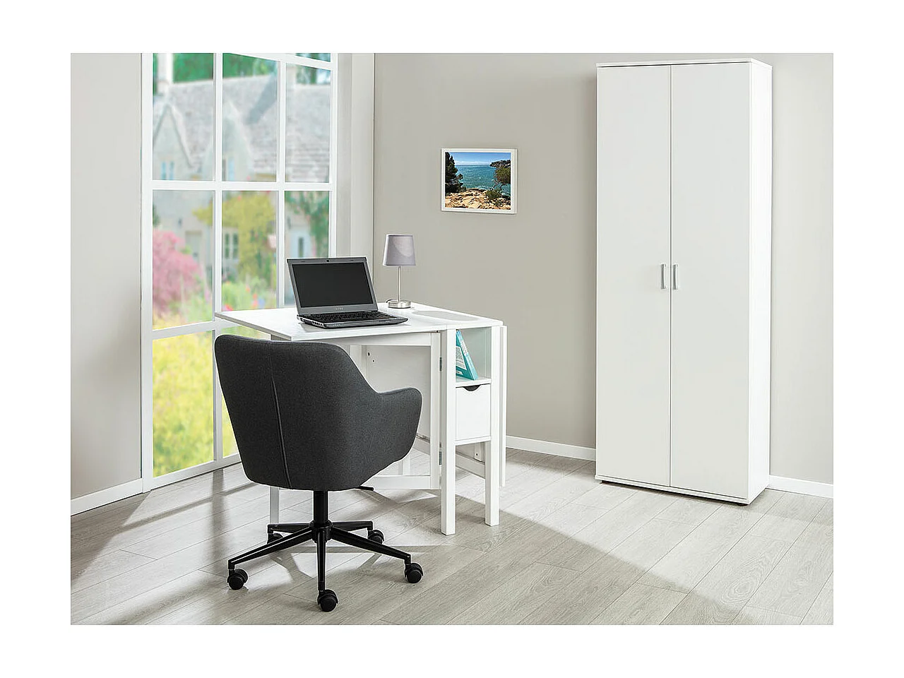 Arta kledingkast 5 planken wit.