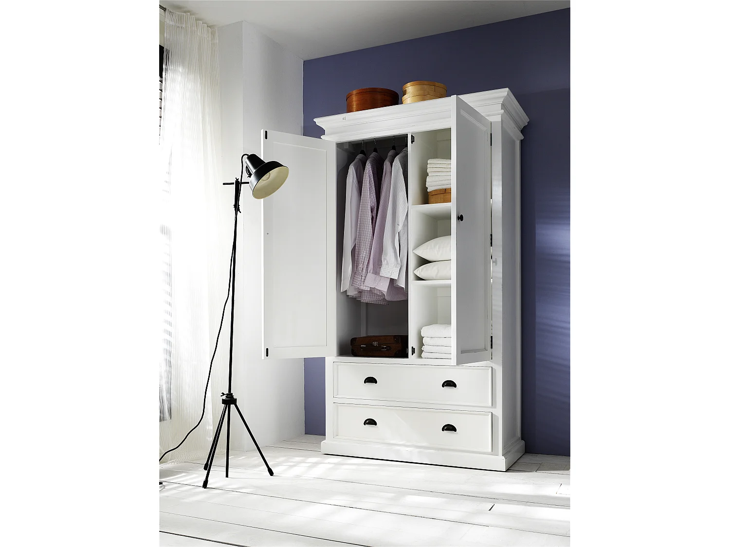 Halifax Armoire avec 2 tiroirs et 2 portes, blanc.