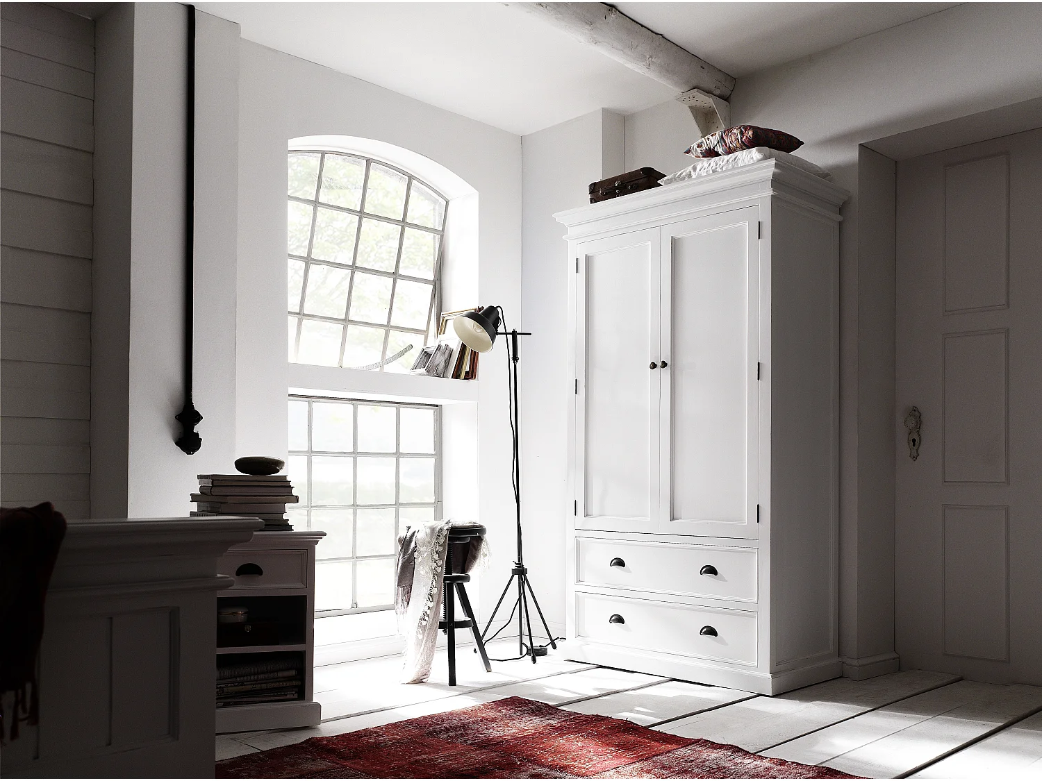 Halifax Armoire avec 2 tiroirs et 2 portes, blanc.