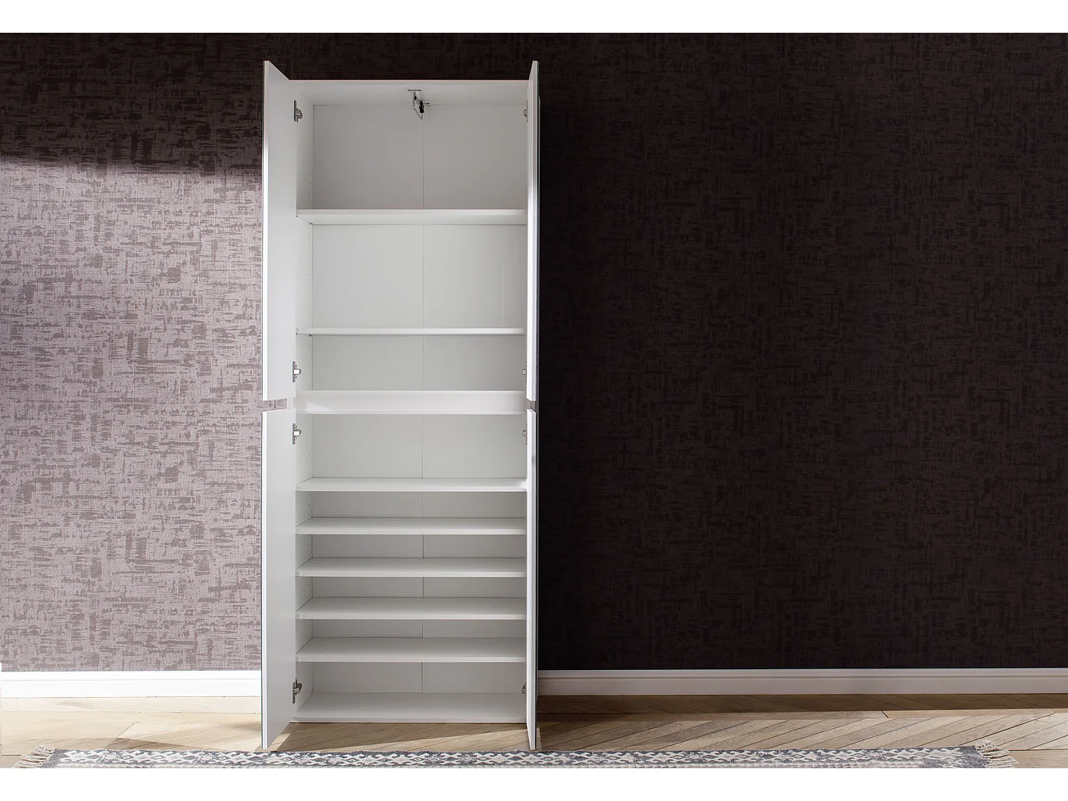 Minor Armoire 4 portes, blanc, miroir.