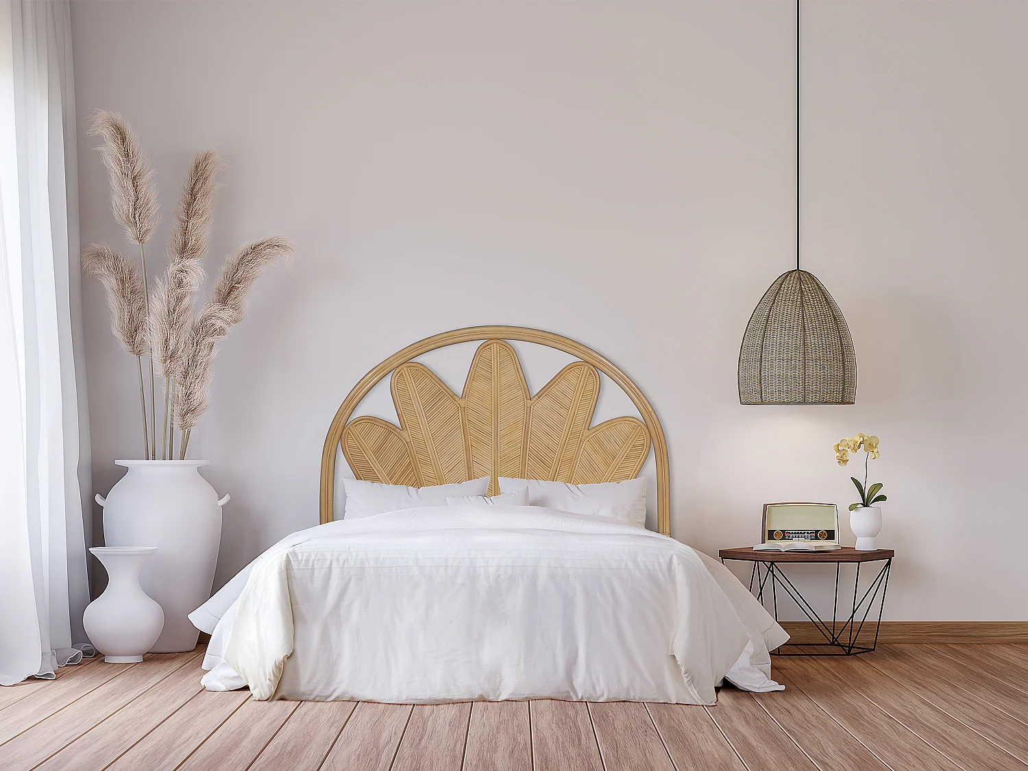 Tête de lit 140 cm - Rotin - Naturel - CHELINA