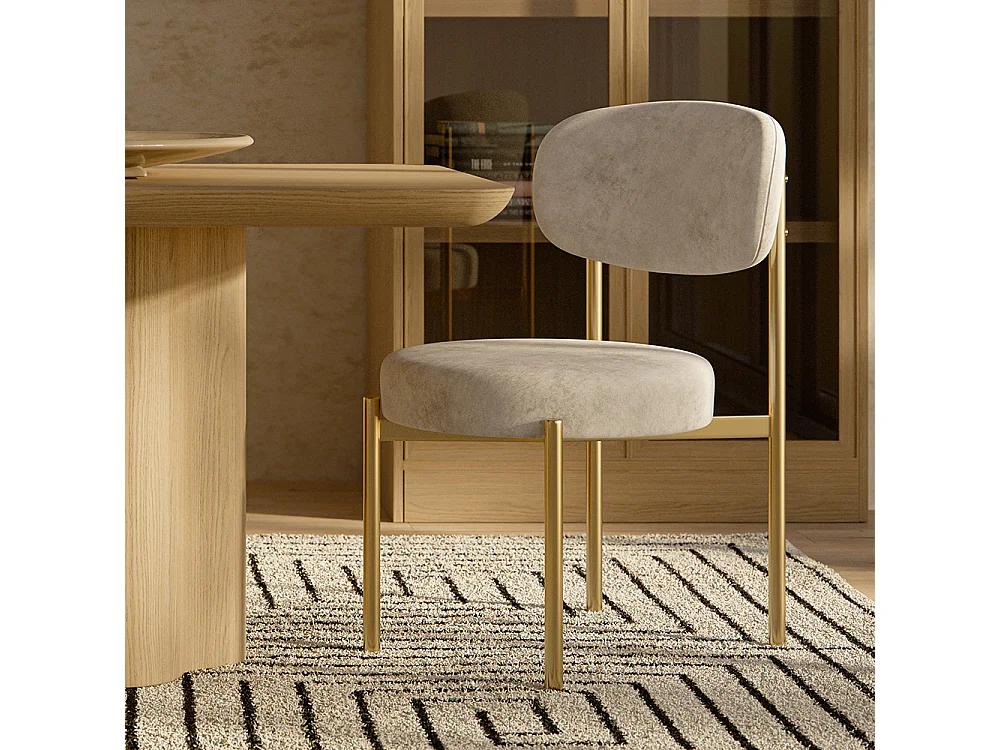 Silla de comedor - Tapizada en Terciopelo - Metal dorado - Dahe