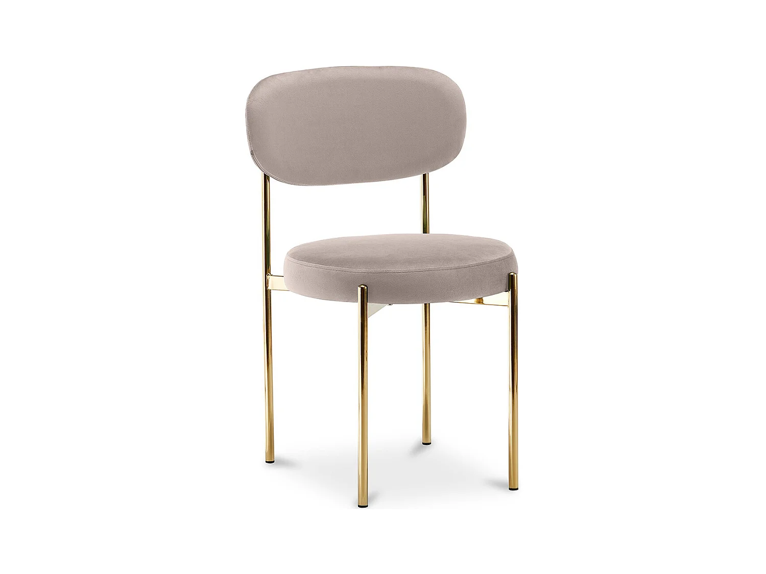 Chaise de salle à manger - Revêtue de Velours - Métal doré - Dahe Beige