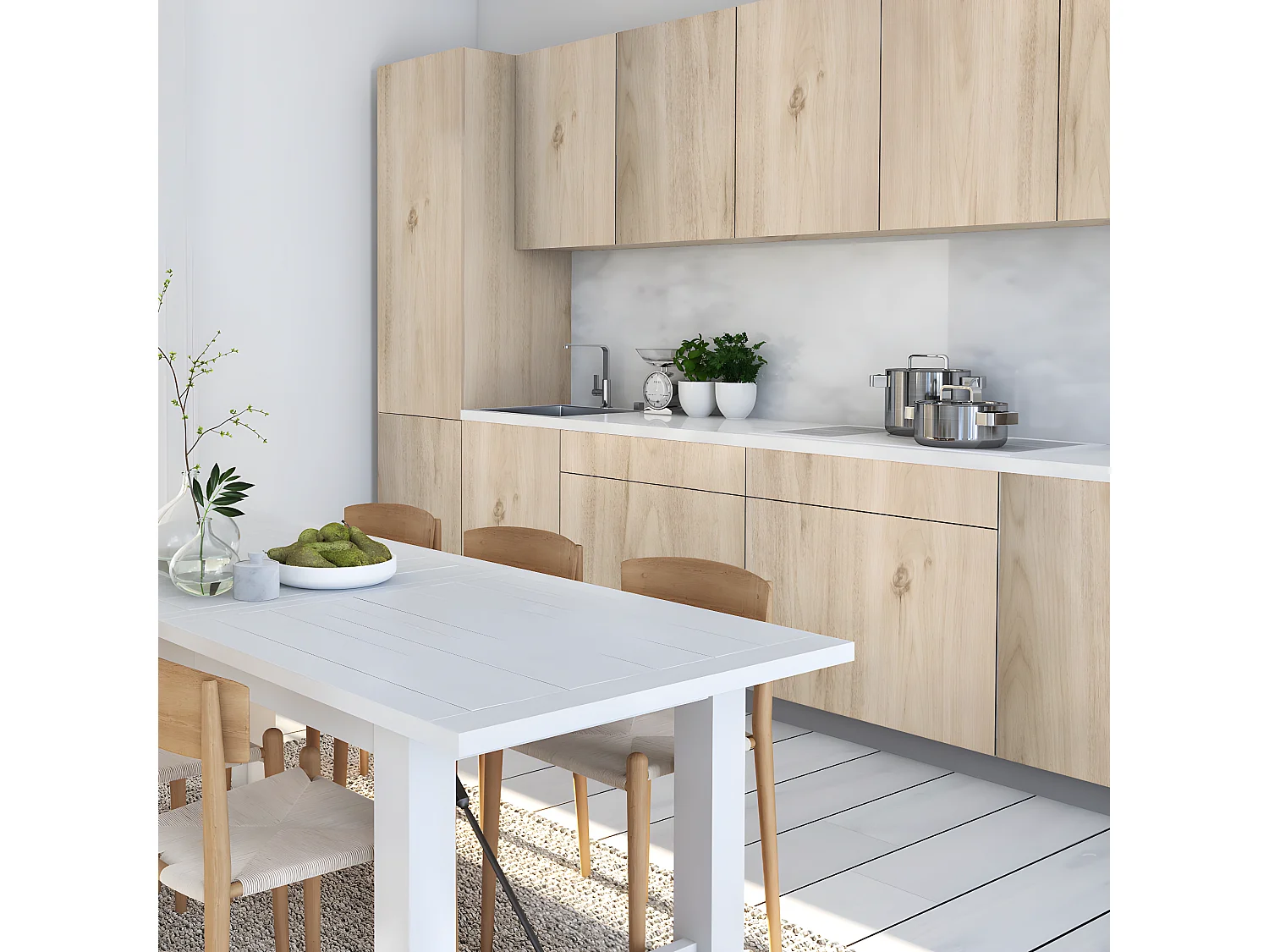 Rouleau adhésif bois chêne clair au mètre - Autocollants Revêtement Adhésif Cuisine Meubles Salle de bain - 60x7m