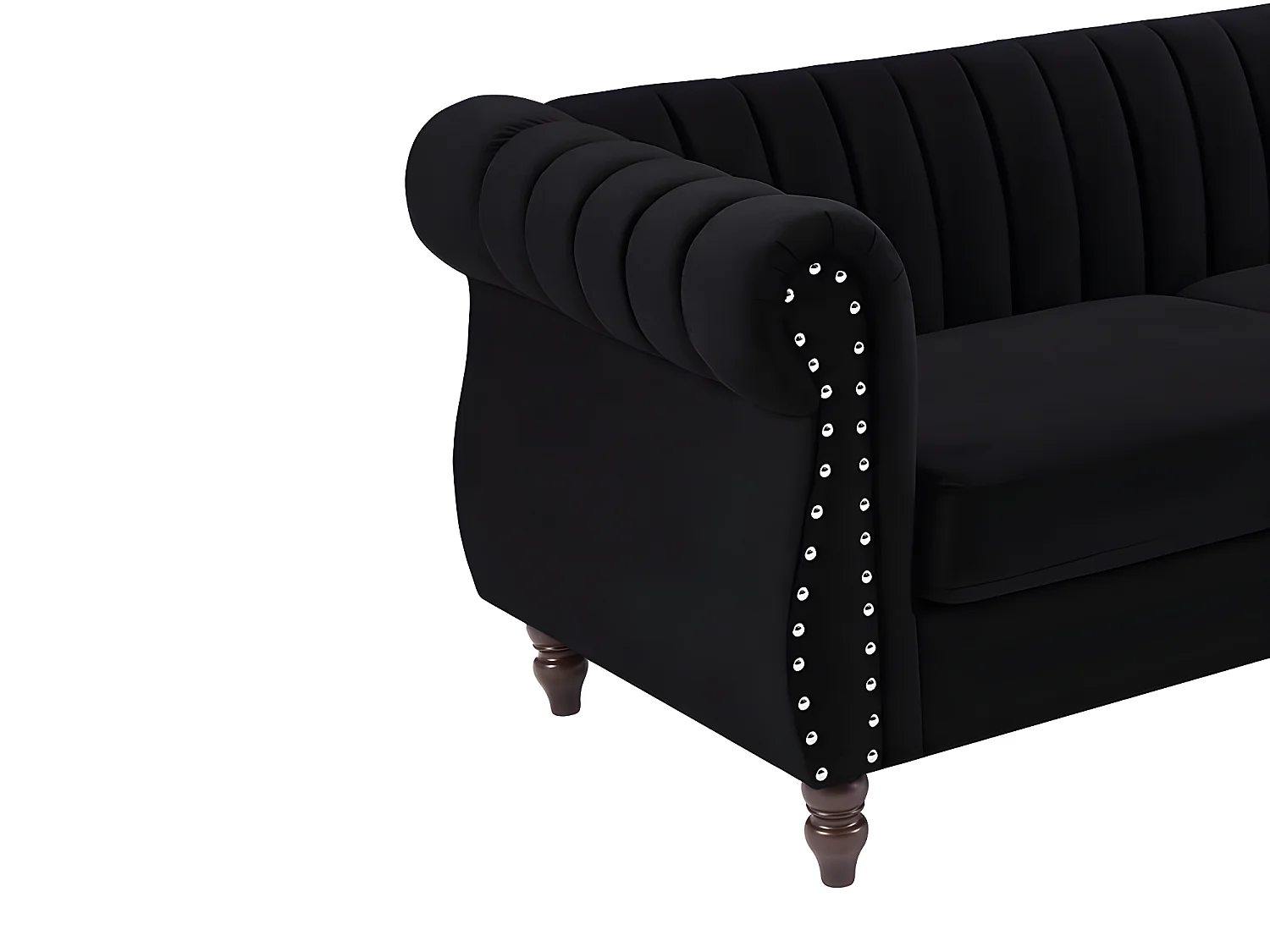 Driezits- en tweezits-Chesterfield-bank van zwart velours TRUMBO
