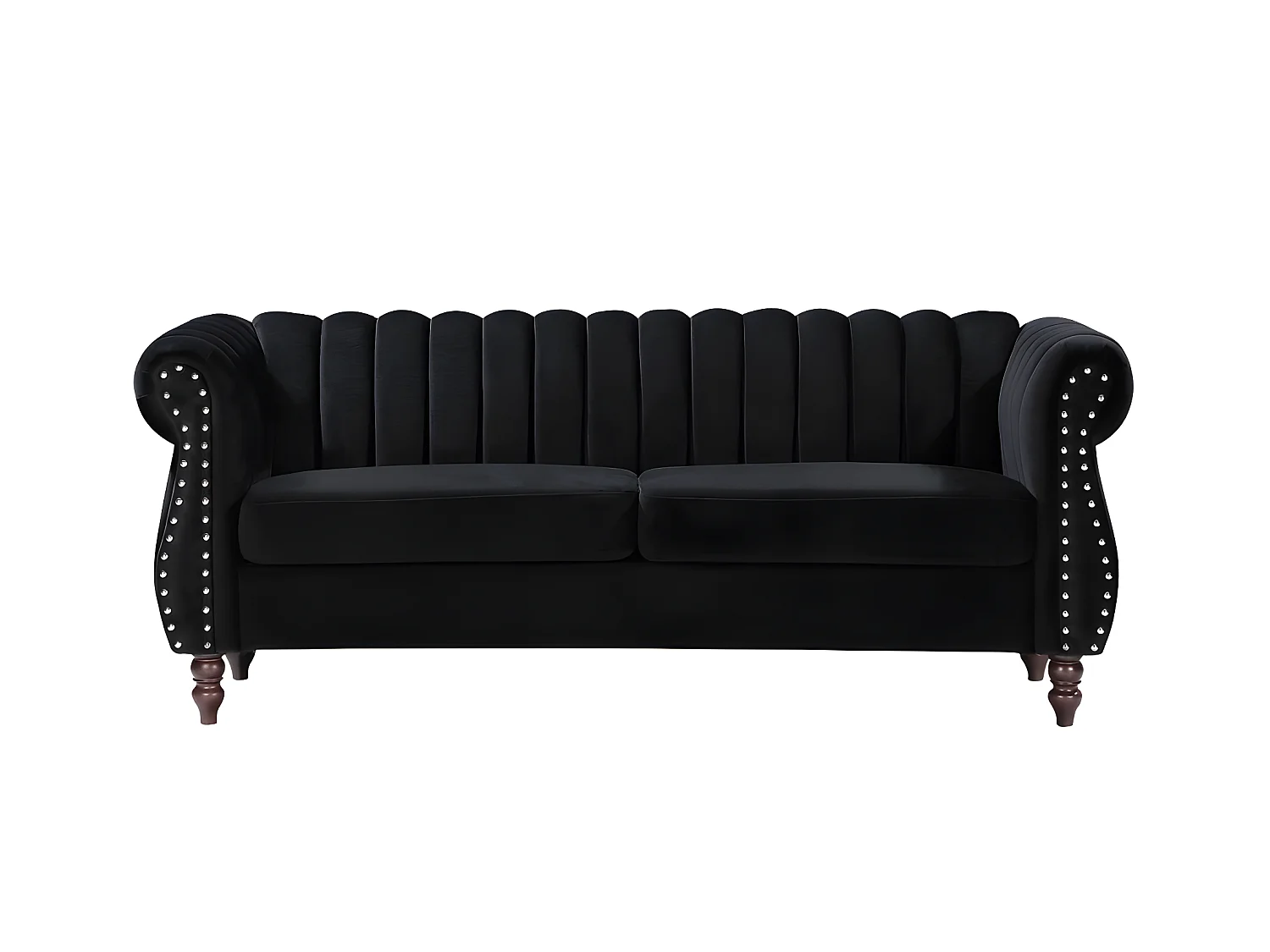 Sofás chesterfield de 3 y 2 plazas de terciopelo negro TRUMBO