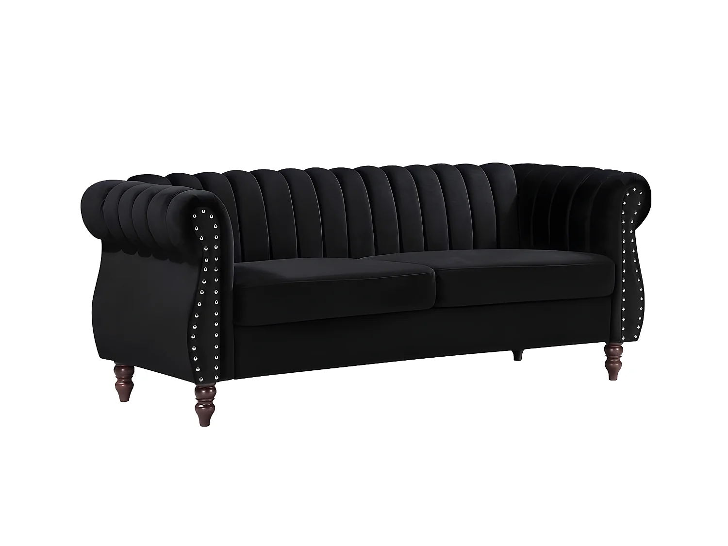 Sofás chesterfield de 3 y 2 plazas de terciopelo negro TRUMBO