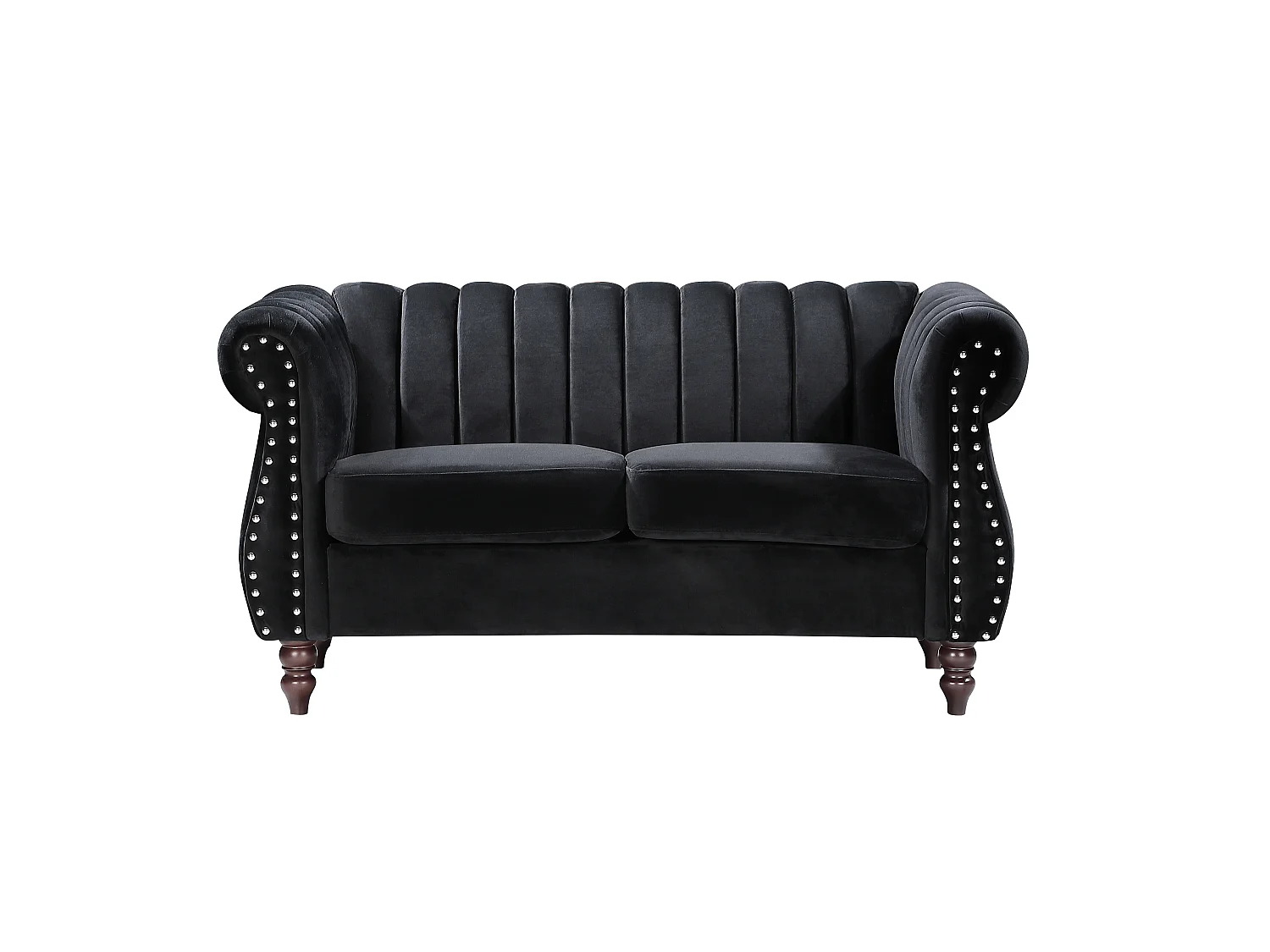 Sofás chesterfield de 3 y 2 plazas de terciopelo negro TRUMBO