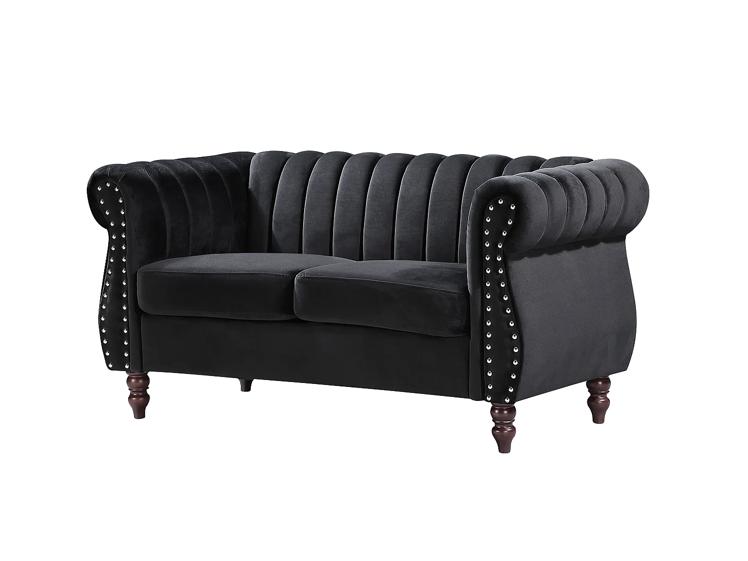 Sofás chesterfield de 3 y 2 plazas de terciopelo negro TRUMBO