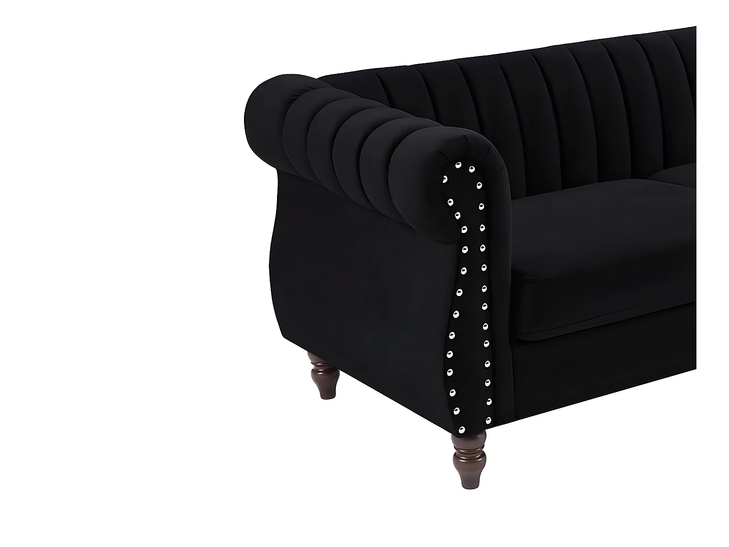 Sofás chesterfield de 3 y 2 plazas de terciopelo negro TRUMBO