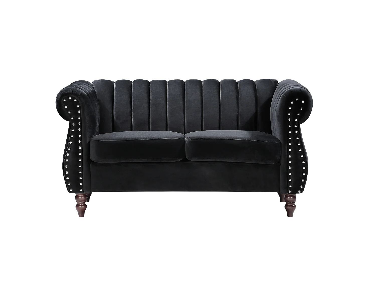 Chesterfield 3-personers og 2-personers sofaer i sort fløjl TRUMBO