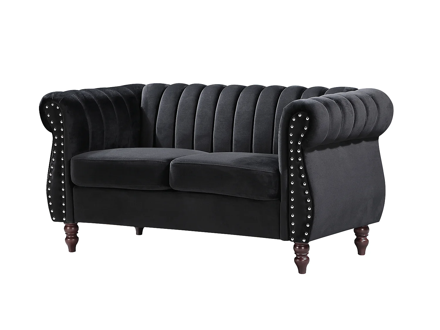 Chesterfield 3-personers og 2-personers sofaer i sort fløjl TRUMBO