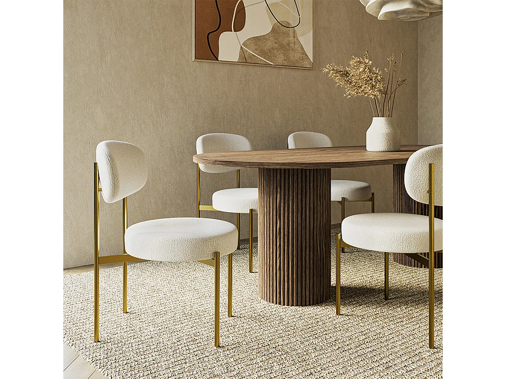 Esszimmerstuhl - Bezug aus Bouclé-Stoff - Dahe