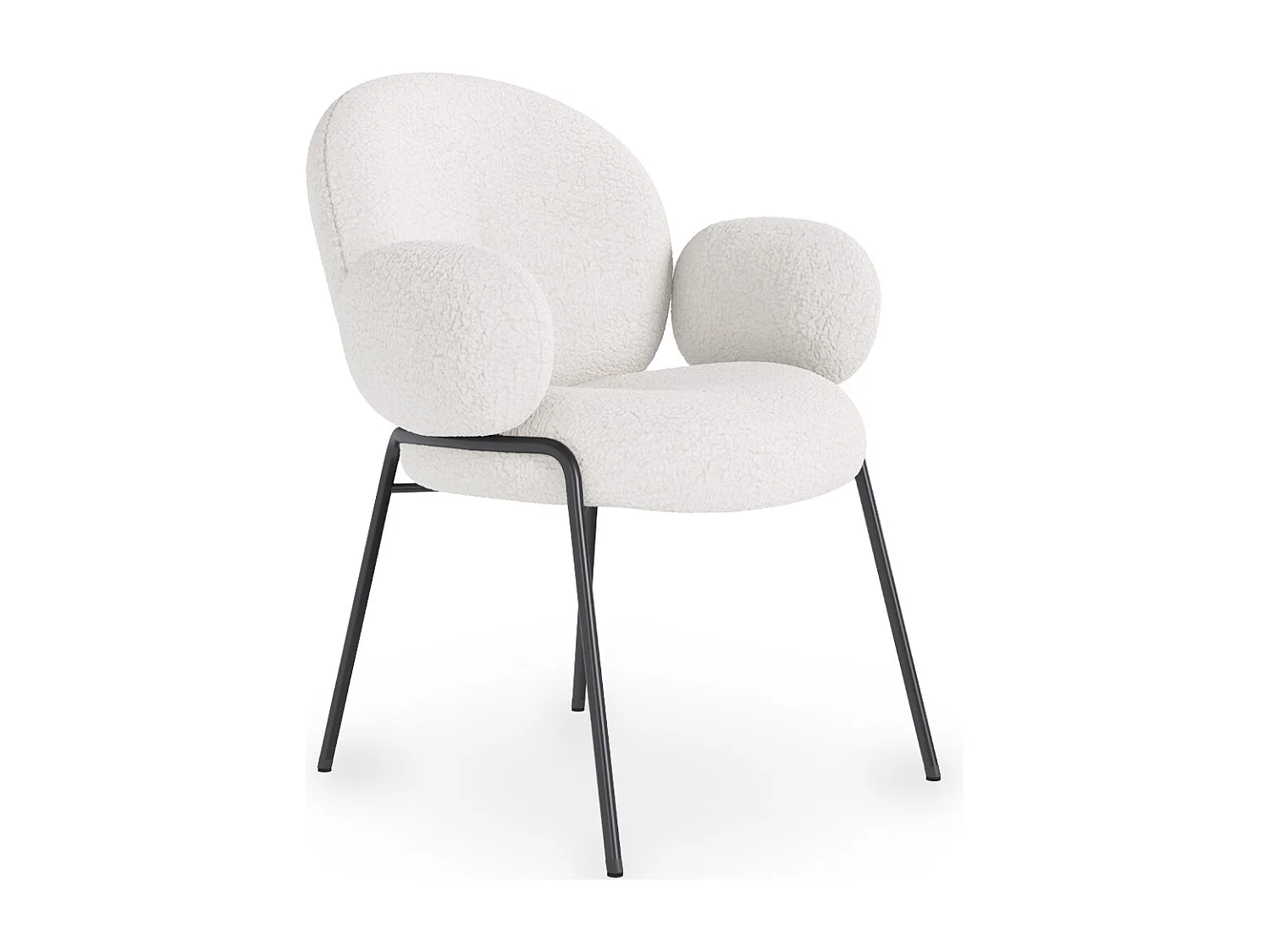 Chaise de salle à manger avec accoudoirs - Tapissée en tissu bouclé - Erys Blanc