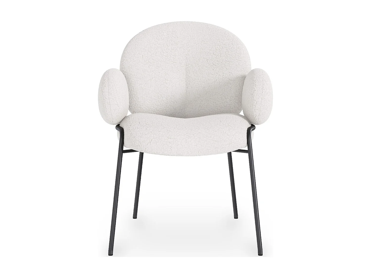 Chaise de salle à manger avec accoudoirs - Tapissée en tissu bouclé - Erys Blanc
