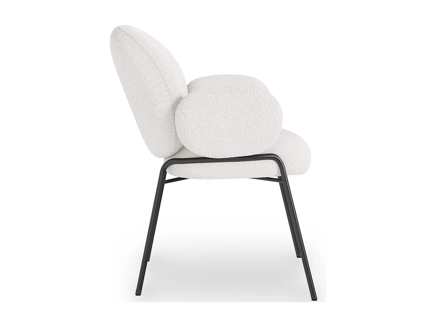 Chaise de salle à manger avec accoudoirs - Tapissée en tissu bouclé - Erys Blanc