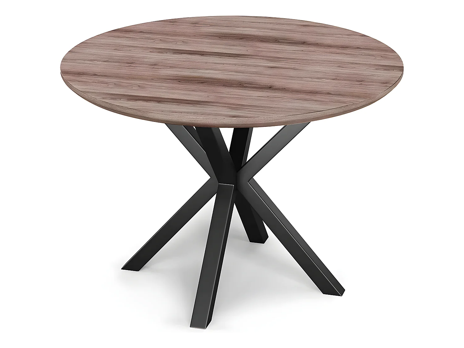 Table à manger ronde - Industrielle - Bois et métal - Bayron Bois naturel