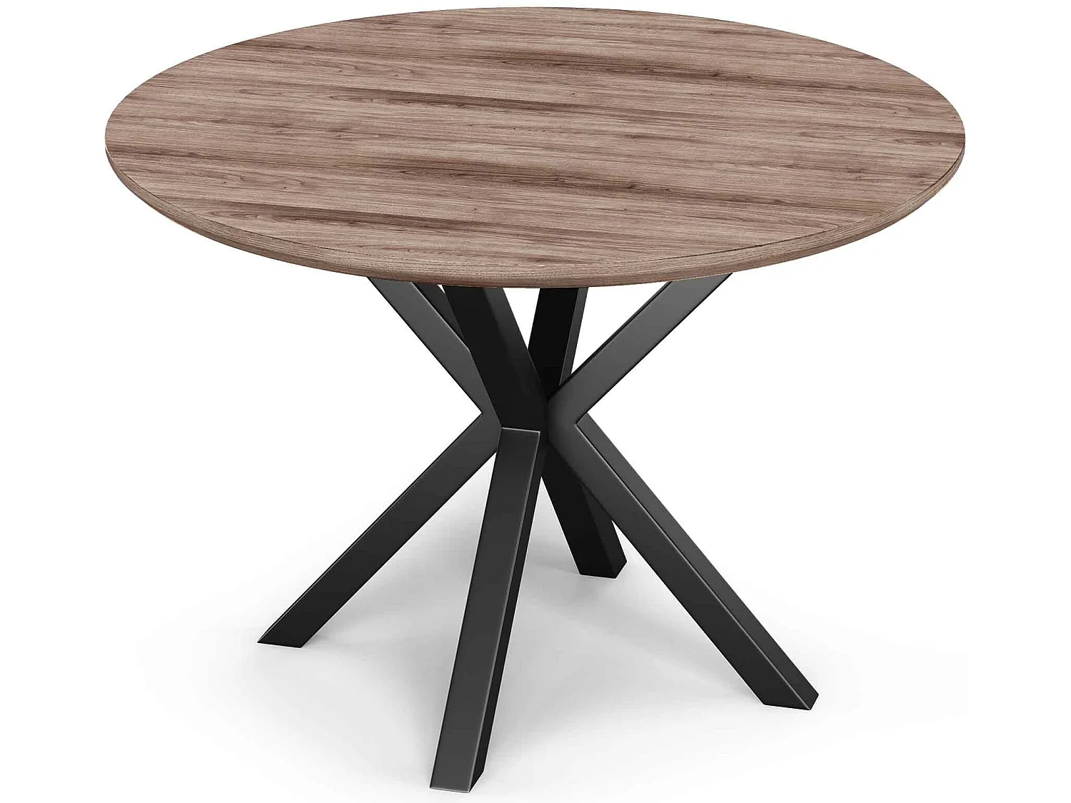 Table à manger ronde - Industrielle - Bois et métal - Bayron Bois naturel