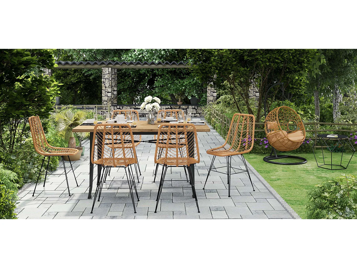 Mesa de Comedor Rectangular - Diseño Industrial - Madera - Troy