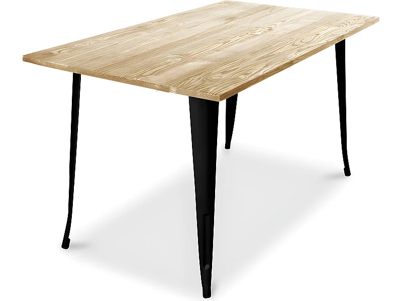Table à manger rectangulaire - Design industriel - Bois - Troy Noir