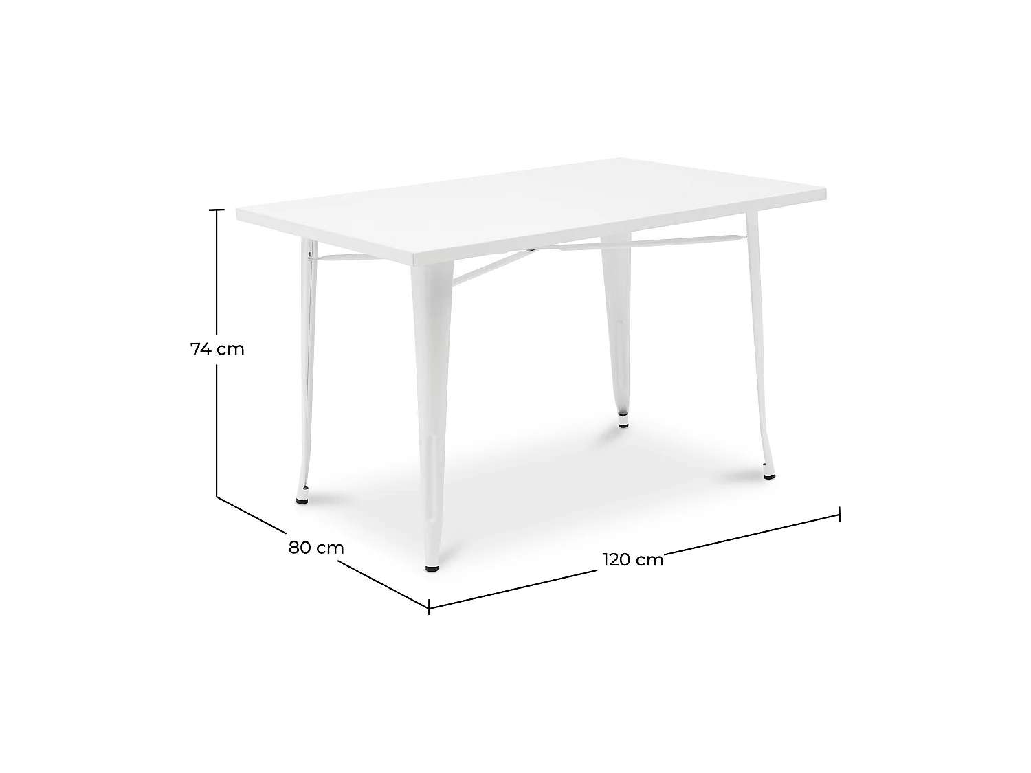 Mesa de Comedor Rectangular - Diseño Industrial - Metal Blanco - Ashi