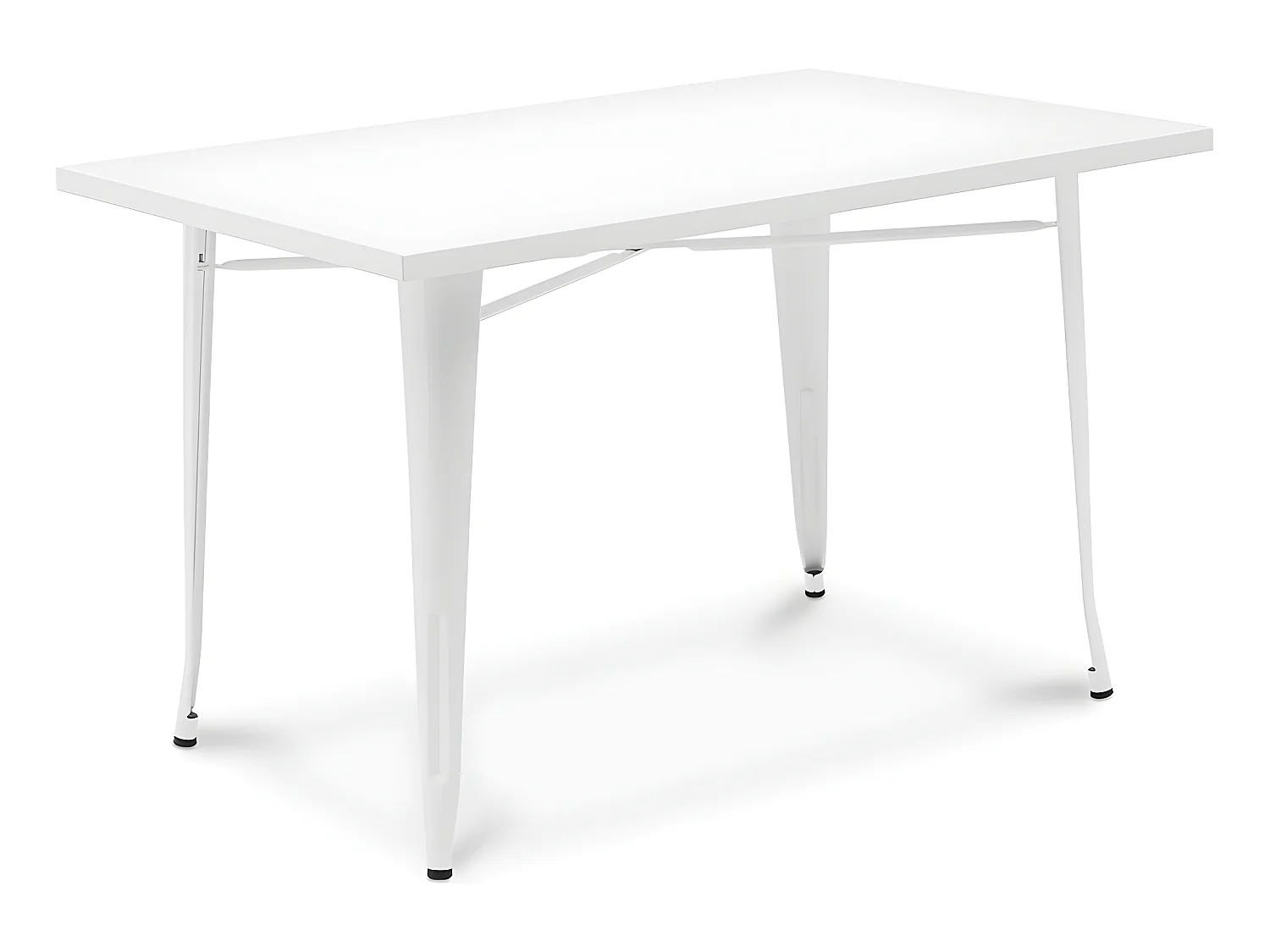 Table à manger rectangulaire - Design industriel - Métal blanc - Ashi Blanc
