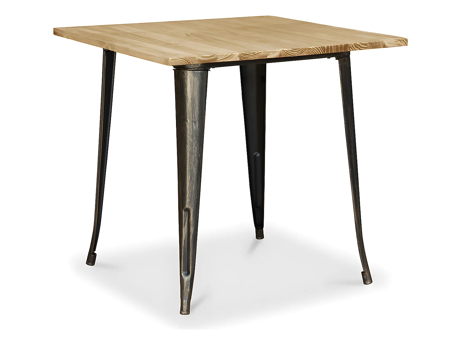 Table à manger carrée industrielle - Bois et métal - Stylix Bronze métallisé
