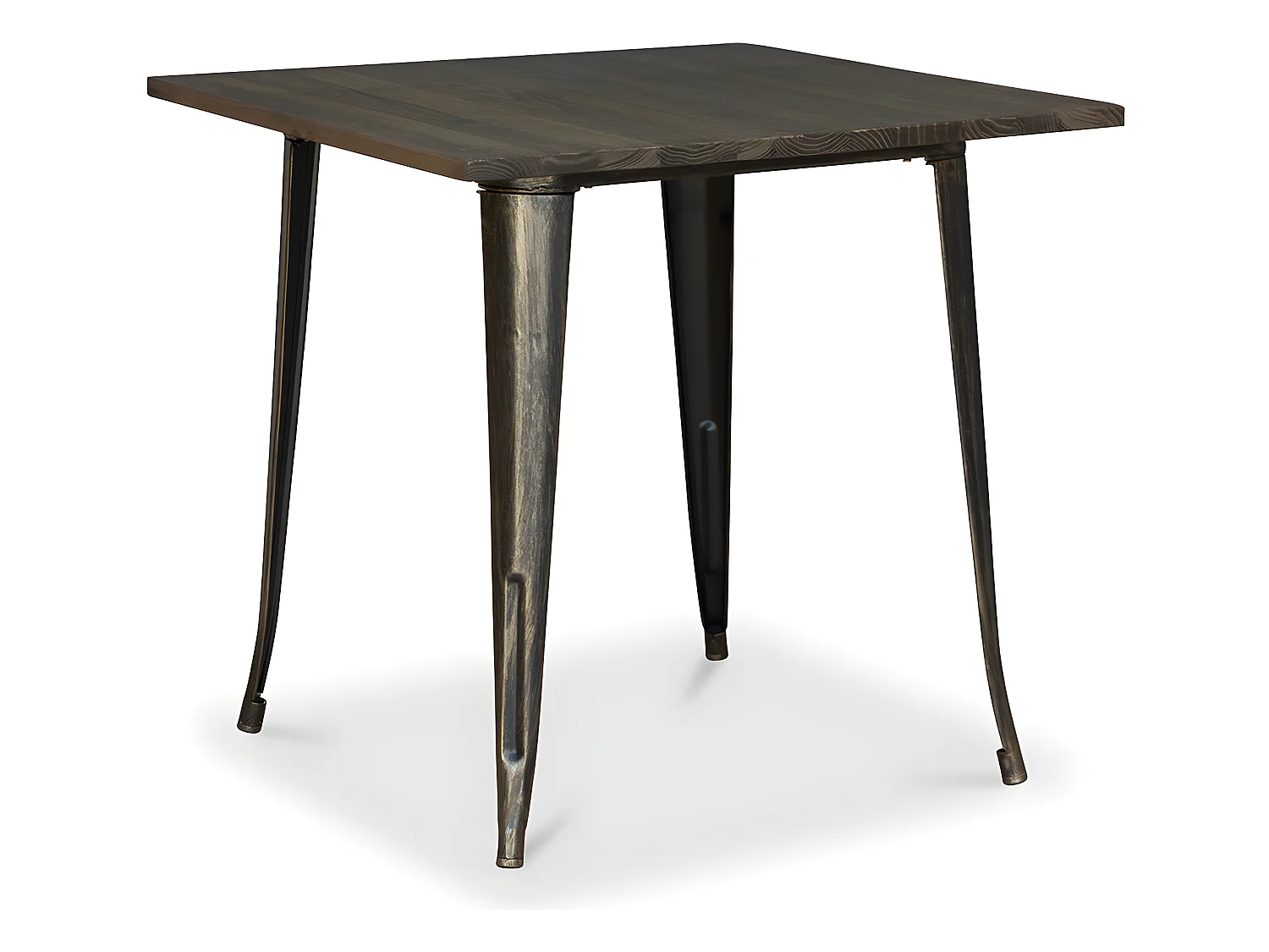 Table à manger carrée - Design industriel - Bois et métal - Stylix Bronze métallisé