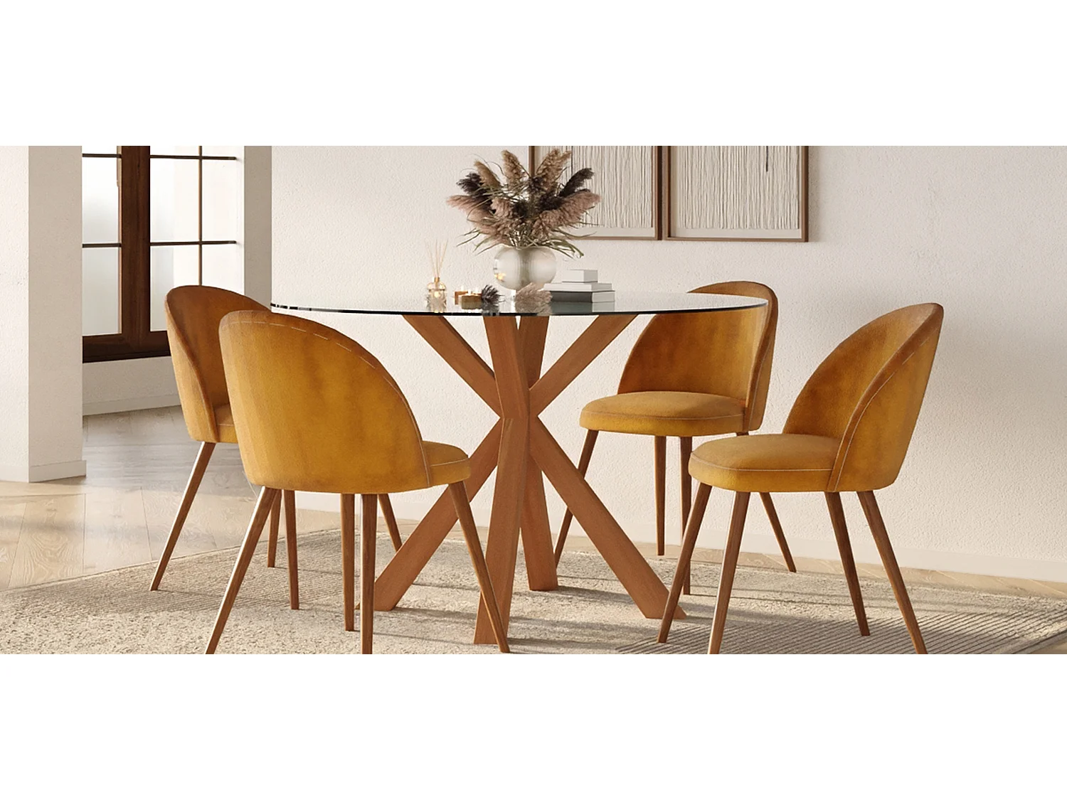 Table à manger ronde - 120CM - Verre  - Tauwa Naturel