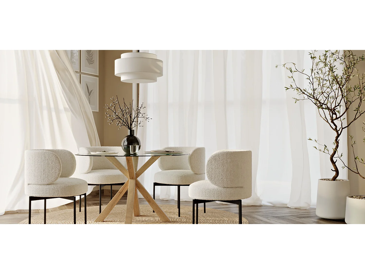 Table à manger ronde - 120CM - Verre  - Tauwa Naturel