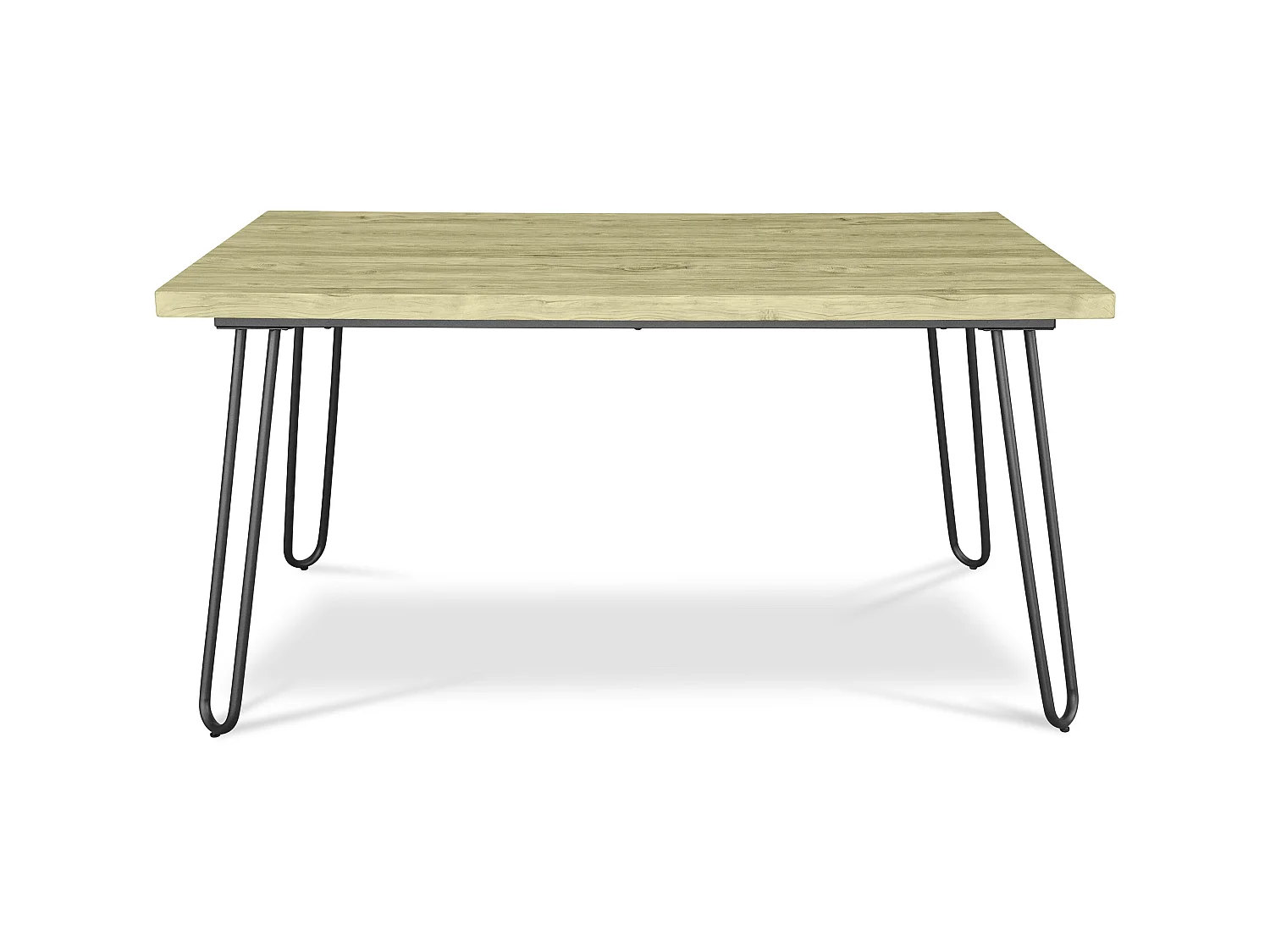 Table à manger rectangulaire - Style industriel - Bois et métal - 150cm - Hairpin Bois naturel