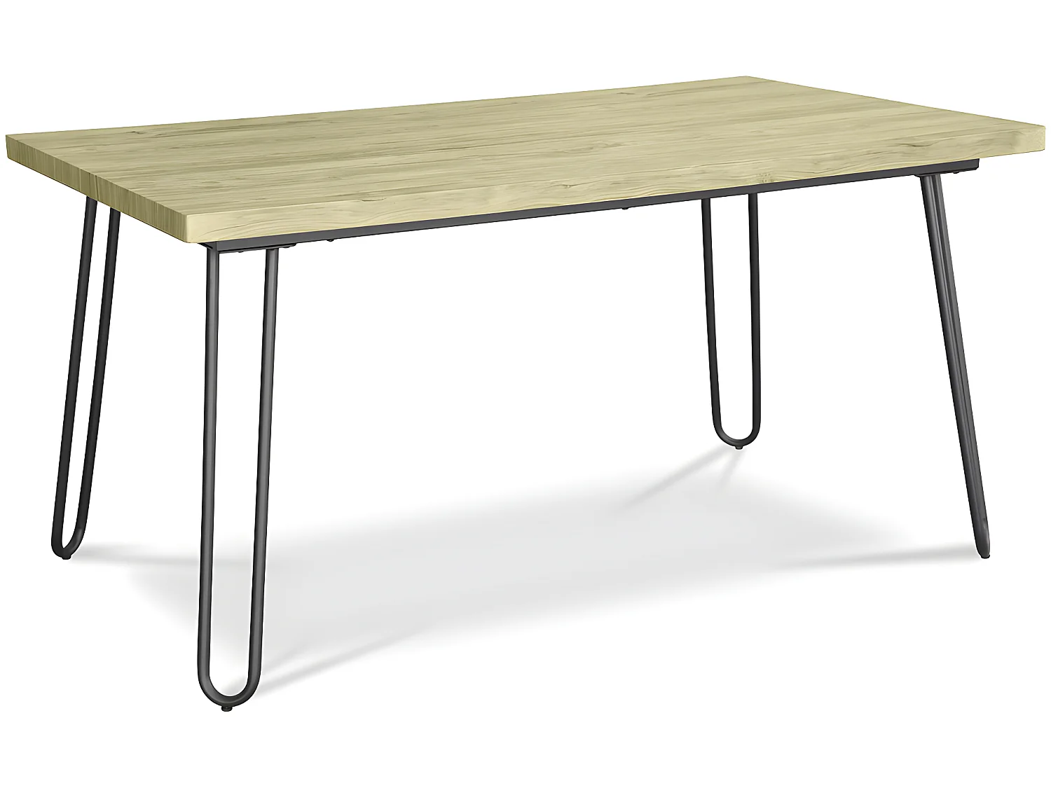 Table à manger rectangulaire - Style industriel - Bois et métal - 150cm - Hairpin Bois naturel