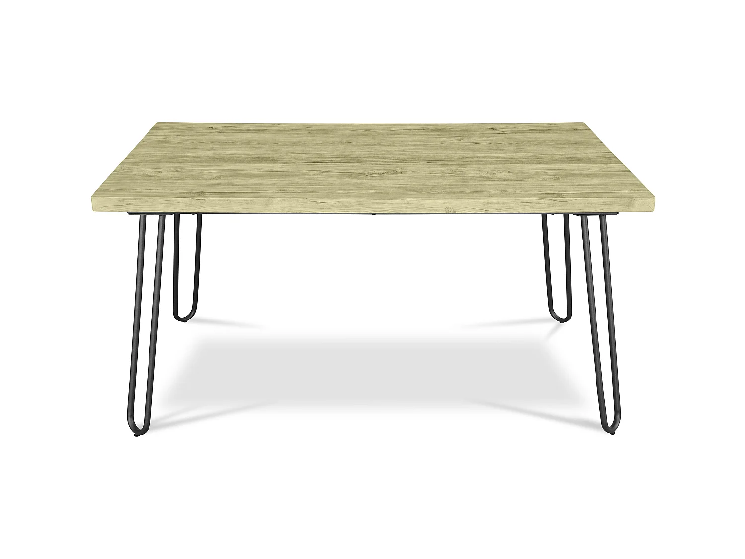 Table à manger rectangulaire - Style industriel - Bois et métal - 150cm - Hairpin Bois naturel